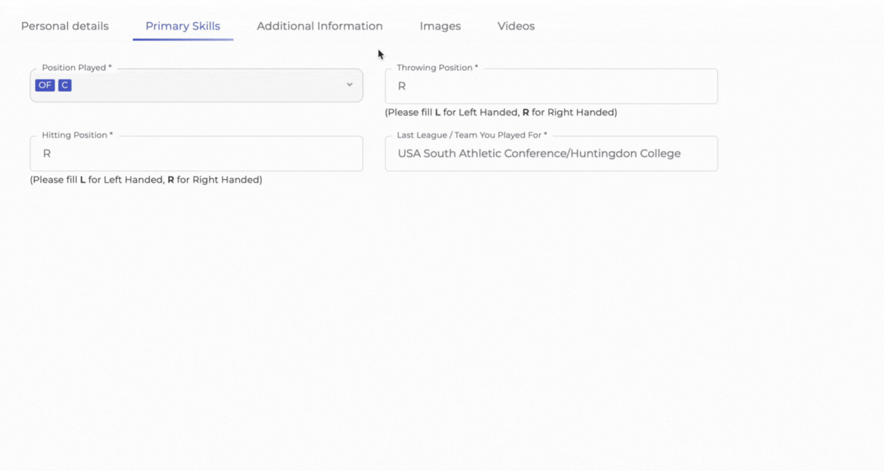 PAC-HUB Player Profile Page